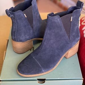 Toms blue suede booties
